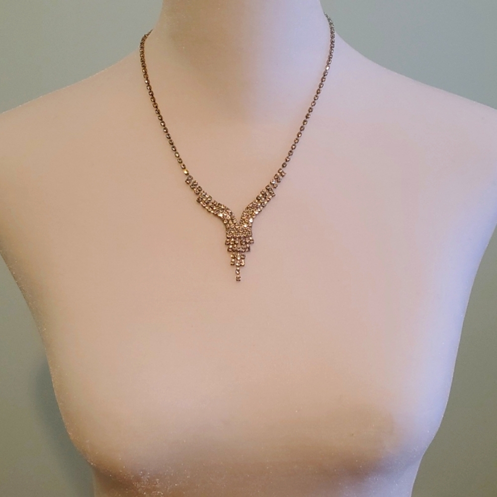Women's diamond and silver necklace